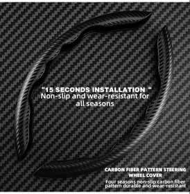 Resim Evrensel Kaymaz Karbon Fiber Araba Direksiyon Kapağı Direksiyon Güçlendirici Black 