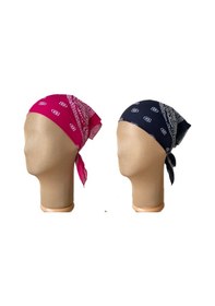 Resim Pamuklu Klasik Desen Unisex 2li Bandana Seti Renkli Bandana Etnik Desenli A Kalite Bandana Bordo - Siyah 