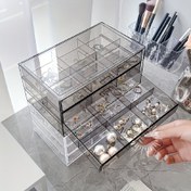 Resim 1pc Şeffaf Takı Organizer Kutusu, Çoklu Grid Üst Üste Depolama Rafı, Masa Organizer Yüzükler, Küpeler, Saç Aksesuarları, Kruvazan, Broşlar, Oyuncaklar, Büyük Kapasiteli Plastik Takı Kutusu, Kokusuz 