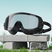 Resim Unisex Yüksek Çözünürlüklü Anti-Sis Yüzme Gözlüğü Büyük Çerçeve ve Ayarlanabilir Silikon Kayış ile - Su Geçirmez PC Malzeme, Siyah, Yüzme ve Açık Hava Sporları için İdeal, Yüzme Gözlüğü, Şık Gözlük Tasarımı, Dayanıklı Gözlük Yapısı 
