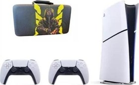 Resim Playstation 5 Slim 1 TB Digital Edition Oyun Konsolu + 2. Dualsense Kol + Sony Playstation 5 Taşıma Çantası Siyah Desenli 