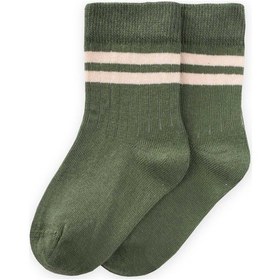 Resim Cigit Ham Çizgili Erkek Çocuk Soket Çorap 3-8 Yaş Haki 
