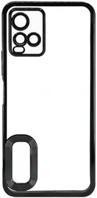 Resim Vivo Y32 Kılıf Logo Yeri Açık Kamera Lens Korumalı Renkli Kenarlı Şeffaf Silikon ile uyumlu 