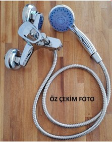 Resim Sıcak Soğuk Mix Banyo Çeşme Hortum Ve Başlık Banyo Duş Bataryası Krom 