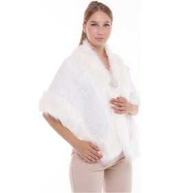 Resim Furrier Geniş Kesim Taşlı Bolero Beyaz 