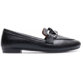 Resim Esila 100 Kadın Hakiki Deri Zincir Tokalı Babet Siyah Siyah 