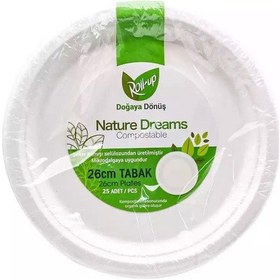 Resim Roll-up Nature Ekolojik Karton Kağıt Tek Kullanımlık Tabak - 26 Cm. - 25 Adetlik 1 Paket Beyaz 
