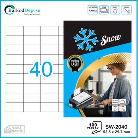 Resim Snow Sw-2040 A4 Lazer Etiket 52.5x29.7 Mm 