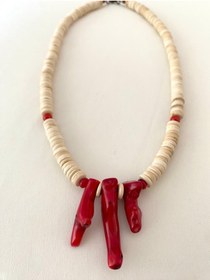 Resim Troya Aksesuar Mercan Doğal Taşlı Ud Ağacı Kolye 