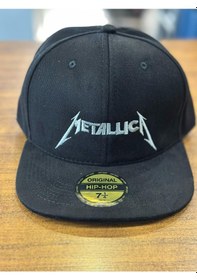 Resim Hamze Metallica Nakışlı Siyah Hip Hop Snapback Rapper Basket Cap Şapka Siyah 