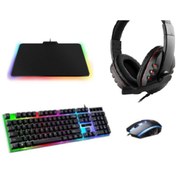 Resim Kakusan 4'in1 Full Rgb Detay Klavye Mause Razer Pad Kulaklık Esport Oyuncu Gaming Set 4-1-Kakusan 
