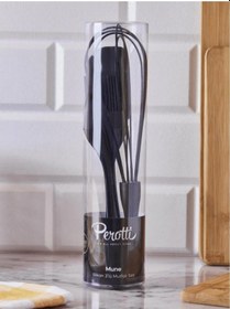 Resim Perotti 15398 Mundo 3'lü Set Çırpıcı,spatula Ve Fırça Çırpıcı Seti Siyah Renkli 