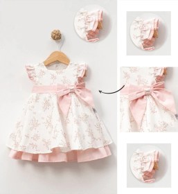Resim Lamato Baby Büyük Yan Fiyonklu Fırfırlı Bebe Kız Elbise Pembe 