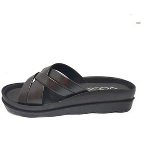 Resim Voga 1704-25 Deri Dolgu Topuk Ahtapot Kadın Terlik Siyah 