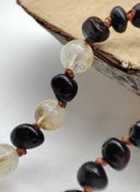 Resim TAUS STONE Orjinal Doğal Taş ( Sitrin ) Kehribar Düğümlü Yetişkin Kolyesi 