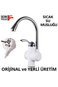 Resim Sıcak Musluk Elektrikli Ani Su Isıtıcı Termal Şofben Musluk Lavaboya Monteli 