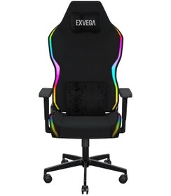Resim Exvega Lunar Active Dokuma Kumaş Hoparlörlü Ve Masajlı ARGB Profesyonel Oyuncu Koltuğu (Siyah) 