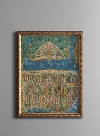 Resim epiqart İstanbul Haritası - Vintage Desenli Çerçeve 