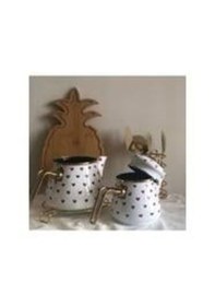 Resim Luxury Emaye Kalpli Çay Takımı Beyaz - Kırmızı 