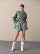 Resim Xint %100 Pamuk Oversize Desenli Şort 23KB01275390-23 Haki 