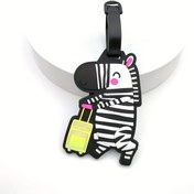 Resim 1/2 Sevimli Karikatür Zebra Bagaj Etiketi, Dayanıklı Silikon Taşıma Kimlik Etiketi ile Sevimli Çizgili Tasarım, Siyah ve Beyaz Zebra Valizi Tutuyor, Seyahat Aksesuarları için Rahat Tatil Stili, Seyahat için Bagaj 