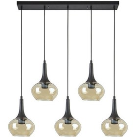 Resim Nero Modern Tasarım Cafe Mutfak Salon Bal Camlı Sıralı 5 Li Avize Diğer 