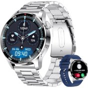 Resim SONREİR Smart Watch 4 Gümüş Klasik Erkek Akıllı Saat Arama Yapan Nfc/gps Iphone Huawei Xiaomi Uyumlu 9-8 