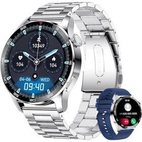 Resim SONREİR Smart Watch 4 Gümüş Klasik Erkek Akıllı Saat Arama Yapan Nfc/gps Iphone Huawei Xiaomi Uyumlu 9-8 