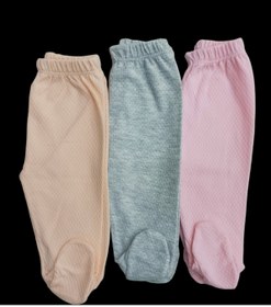Resim özdemirli bebe Bebek Patikli Alt Hava Alır Kumaş Düz Renk (3 Lü Paket Gri-somon-pembe) 
