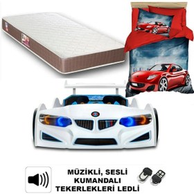 Resim supercarbeds Bmw - Full - Arabalı Yatak Araba Karyola - Ortapedik Yatak + 3d Nevresim 