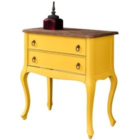 Resim Roys Ahşap S3540 Sarı Üstü Ceviz Eskitme Çift Çekmeceli Komodin T 