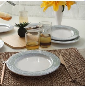 Resim Keramika Vintage Green Assos Pasta Tabağı 22 Cm 6 Adet Yeşil 