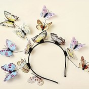 Resim Kadınlar için Kelebek Fascinator Şapkaları - Monarch Çay Partisi, Harikalar Diyarı, Kentucky Derby ve Cadılar Bayramı Kostümü Baş Bandı (Kelebek Deseni ve Rastgele Renk) 