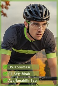 Resim GLASWEN Bisiklet Gözlüğü Motorcu Rüzgar Koruyucu Ayarlanabilir Saplı Uv Koruyuculu Şeffaf Gözlük 