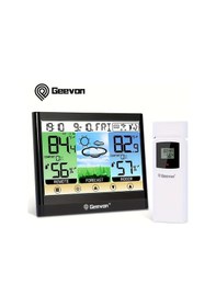 Resim Fochsia Geevon Kablosuz Siyah İç Mekan Dış Mekan Termometre Higrometre Nem Ölçer Ekranlı Alarmlı 
