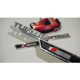 Resim Audi Turbo S Line Çamurluk Yanı 3M Krom Abs Logo 2 Li Set 