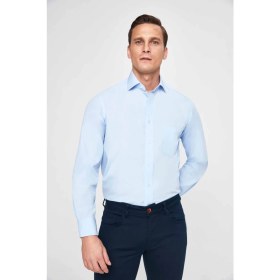 Resim D'S Damat Ds Damat Regular Fit Mavi Düz Gömlek 4HE02TR00289M 