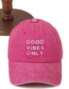 Resim Genel Markalar Good Vibes Only Desenli Yıkamalı Beyzbol Kep 