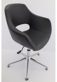 Resim Siyah Deri Tekerleksiz Öğrenci Ders Çalışma Sandalyesi 