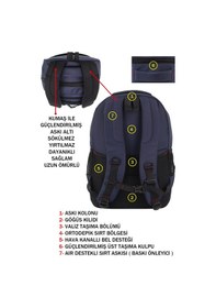 Resim Dada 01 Orta-lise-üniversite Sırt Çantası 15,6 İnç Su Geçirmez Kumaş Darbe Emici Koruma Lacivert 