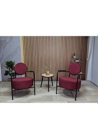 Resim Azra Mobilya Venüs 2 Berjer Set İskandinav Keten Berjer - Büro - Ofis Koltuğu - Ofis Mobilyası -bekleme Salonu Bordo 