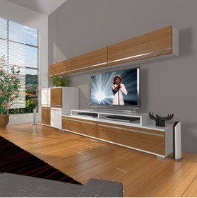 Resim Decoraktiv Ekoflex 8 Mdf Tv Ünitesi Tv Sehpası - Beyaz - Ceviz 