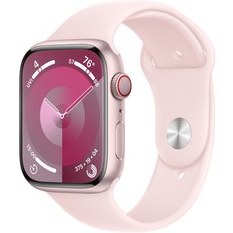 Resim Apple Watch Series 9 GPS + Cellular 45mm Pink Aluminium Case with Light Pink Sport Band 