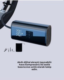 Resim Flzdgnkr Led Fenerli Ve Sos Işıklı Çok Fonksiyonlu Hava Kompresörü 