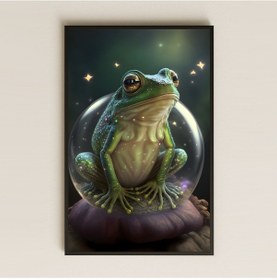 Resim Büyülü Kristal Fanus İçinde Kurbağa Dijital Sanat Pleksi Tablo 
