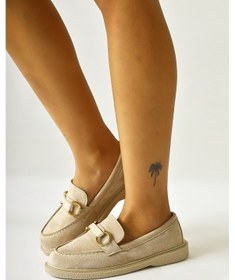 Resim Jamnian Bej Süet Toka Detaylı Günlük Ayakkabı 001 