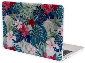 Resim McStorey MacBook Air 13 İnç Kılıf A1369 A1466 Uyumlu Mat TPU Sert Kapak Çiçek Desenli UV Lazer Baskı İnce Hafif Koruma Darbe Emici Tasarım Yeşil 