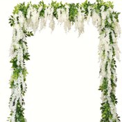 Resim 2 Paket Beyaz Yapay Wisteria Asılı Çiçek Sarmalı - Klasik Tarz Yüksek Kaliteli Sentetik Malzeme, Düğün Kemeri, Parti, Bahçe & Ev Dekoru için Elektrik Gerekmez - Aziz Patrick Günü, Paskalya, İlkbahar ve Yaz Dış Mekan Kutlamaları için Mükemmel, Asılabilir Yapay Çiçekler 