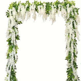 Resim 2 Paket Beyaz Yapay Wisteria Asılı Çiçek Sarmalı - Klasik Tarz Yüksek Kaliteli Sentetik Malzeme, Düğün Kemeri, Parti, Bahçe & Ev Dekoru için Elektrik Gerekmez - Aziz Patrick Günü, Paskalya, İlkbahar ve Yaz Dış Mekan Kutlamaları için Mükemmel, Asılabilir Yapay Çiçekler 