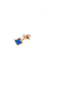 Resim Mavi Opal Taşlı Yonca Figürlü Gümüş Rose Piercing Altın 